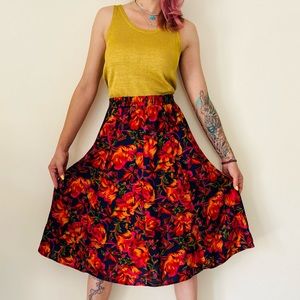 Vintage Norton McNaughton petites floral midi skirt